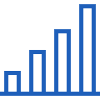 mergers and acquisitions graph icon blue outline rightsizer