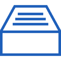 mergers and acquisitions inbox icon blue outline