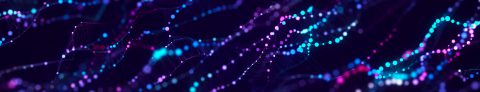 Music abstract background. Molecular background with DNA. Network with connecting dots and lines. Big data visualization. Sound wave. 3d rendering.